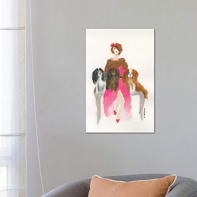 Cavalier Lady in Pink by Connie Collum - Wrapped Canvas Painting Print Latitude Run Size: 66.04cm H x 45.72cm W x 3.81cm D on Productcaster.