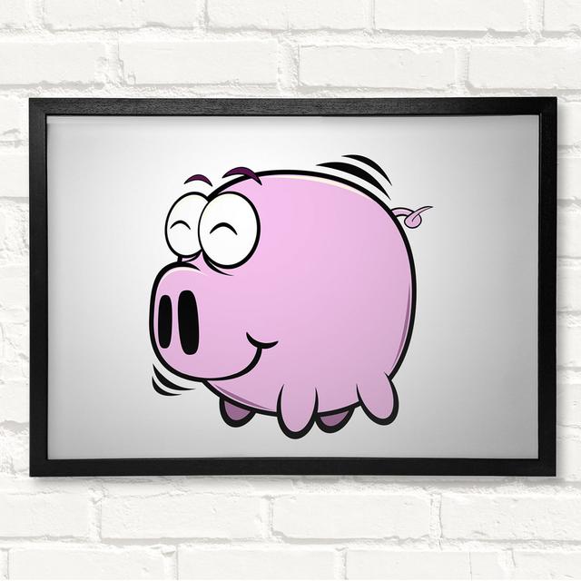 Happy Pig Smiling Lilac - Single Picture Frame Print on Canvas Zoomie Kids Format: Black Framed Wood, Size: 21cm H x 30cm W x 3cm D, Colour: White on Productcaster.