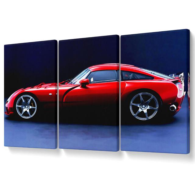 Tvr Red Side Profile - 3 Piece Wrapped Canvas Graphic Art Brayden Studio Size: 81.3cm H x 163cm W on Productcaster.