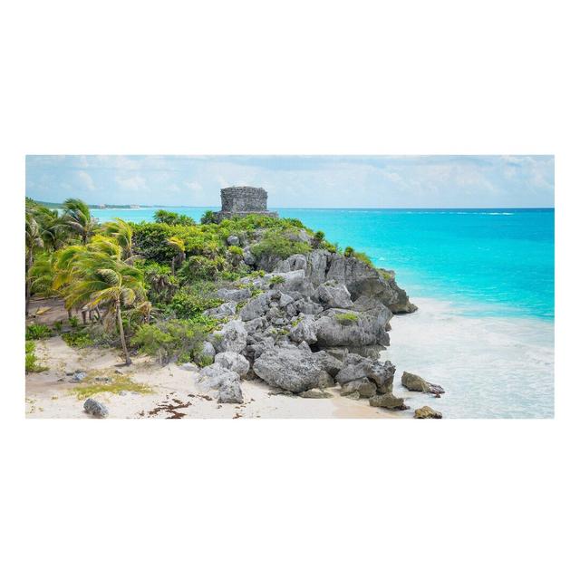 Caribbean coast Tulum ruins - Wrapped Canvas Graphic Art Highland Dunes Format: 330g/m³ recycled canvas, Size: 30cm H x 60cm W on Productcaster.