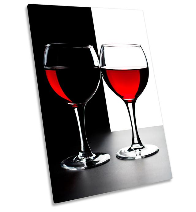 Two Glasses Of Wine Picture CANVAS WALL ART Portrait Print Red 17 Stories Size: 91.4cm H x 61cm W x 4cm D on Productcaster.