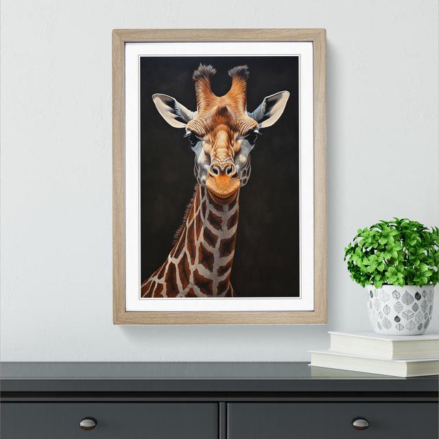 Giraffe Informel - Single Picture Frame Print on Wood Big Box Art Size: 46cm H x 34cm W x 2cm D, Frame Colour: Oak on Productcaster.