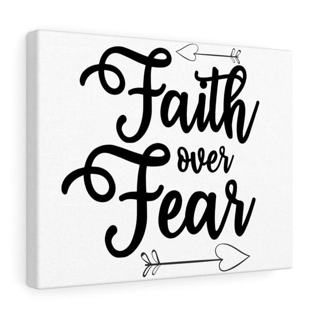 Faith over Fear - Wrapped Canvas Typography Blue Elephant Size: 61cm H x 76cm W on Productcaster.