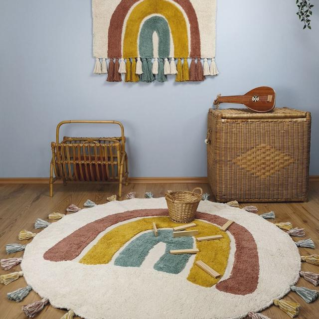 Tracey Rainbow Hand Tufted Cotton Yellow Rug Latitude Vive on Productcaster.