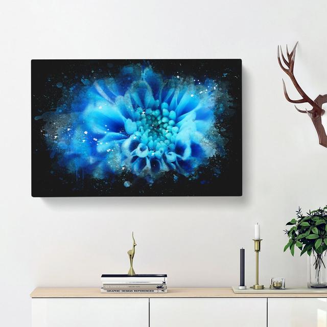 Blue Dahlia Flower - Wrapped Canvas Painting East Urban Home Size: 35cm H x 50cm W x 3cm D on Productcaster.