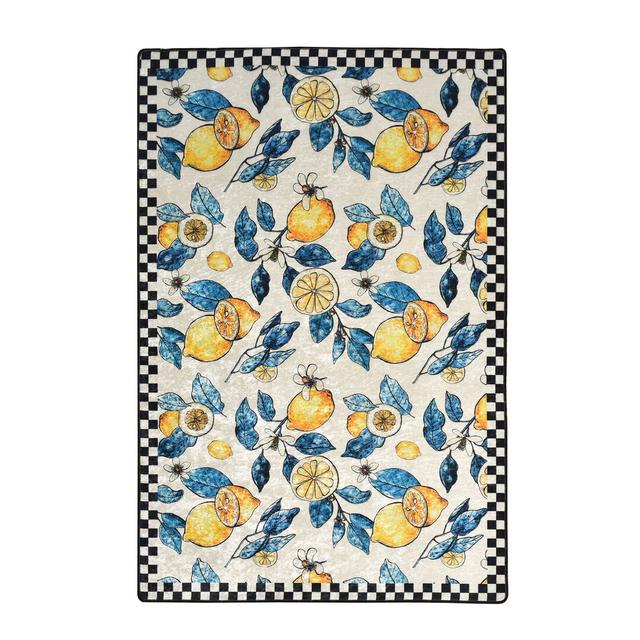 Jeremiah Lemon Yellow/Blue/Beige Rug August Grove Rug Size: Rectangle 100 x 200cm on Productcaster.