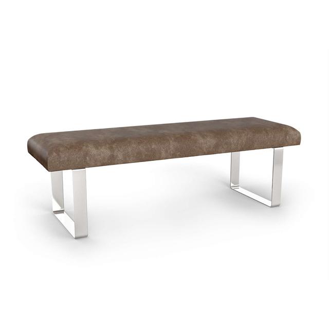 Narali Polyester Upholstered Bench Ebern Designs Colour: Dark Brown/Chrome on Productcaster.