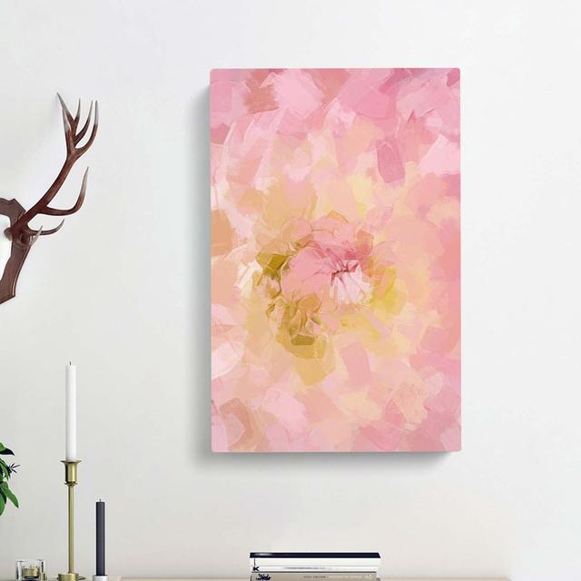 Pink Dahlia Flower Abstract Art - Wrapped Canvas Graphic Art East Urban Home Size: 50cm H x 35cm W x 3cm D on Productcaster.