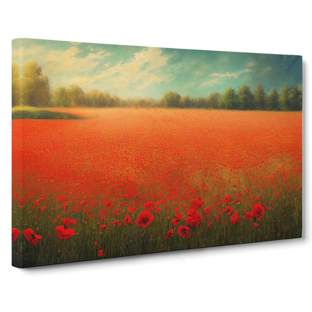 Radiant Poppies Flowers - Wrapped Canvas Graphic Art ClassicLiving Size: 40cm H x 60cm W x 3cm D on Productcaster.