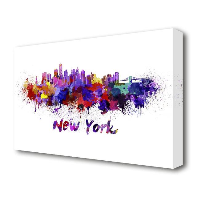 Rainbow Splash 2 New York - Wrapped Canvas Painting Print East Urban Home Size: 35.6 cm H x 50.8 cm W x 4.4cm D on Productcaster.