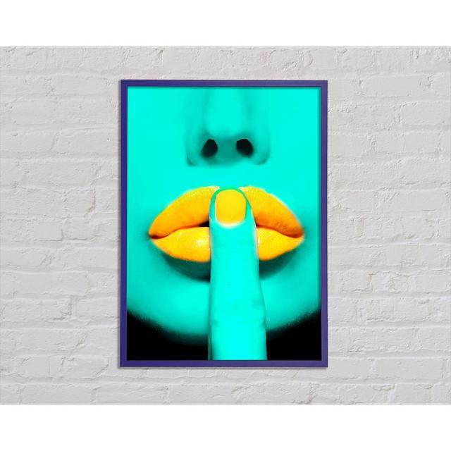 Sshhh Orange Lips Framed Print - Picture Frame Graphic Art on Canvas Canora Grey Size: 84.1cm H x 59.7cm W x 2cm D, Format: Purple Framed Paper on Productcaster.