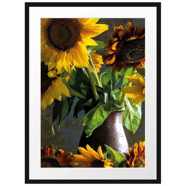 Gerahmtes Poster Sonnenblumen in Vase East Urban Home Größe: 80 cm H x 60 cm B on Productcaster.