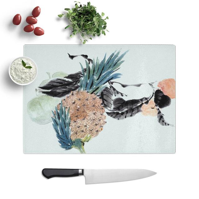 Tempered Glass Pineapple Fruit by Ren Yi Chopping Board East Urban Home Size: 39 cm W x 28.5 cm L on Productcaster.