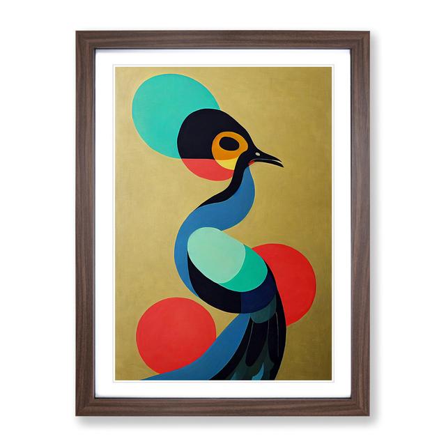 Abstract Bird No.3 - Single Picture Frame Print Marlow Home Co. Size: 46cm H x 34cm W x 2cm D, Frame Colour: Walnut on Productcaster.