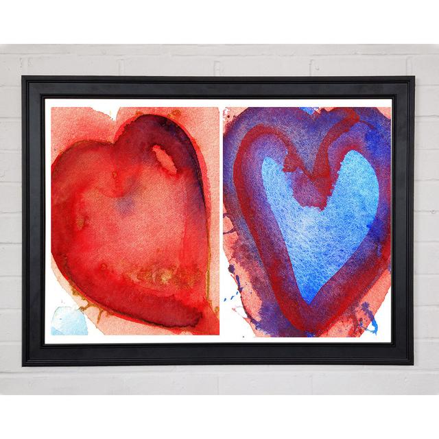 Hot And Cold Heart Framed Print Ivy Bronx Size: 42cm H x 59.7cm W x 1.5cm D, Format: Matte Black Framed Paper on Productcaster.