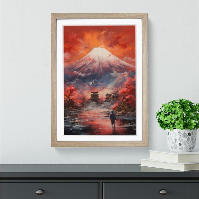 Mount Fuji Action Painting Big Box Art Frame Colour: Oak , Size: 34cm H x 25cm W x 2cm D on Productcaster.