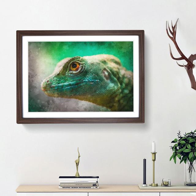 Green Lizard - Picture Frame Graphic Art Print East Urban Home Size: 62cm H x 87cm W x 2cm D, Frame Option: Walnut Framed on Productcaster.