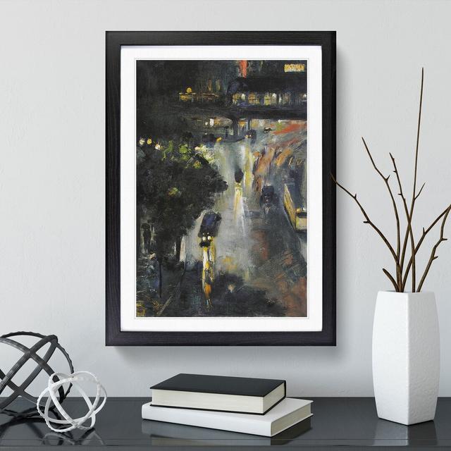 Nollendorfplatz by Night by Lesser Ury - Picture Frame Painting on MDF East Urban Home Frame Option: Black Framed, Size: 48cm H x 36cm W x 2cm D on Productcaster.