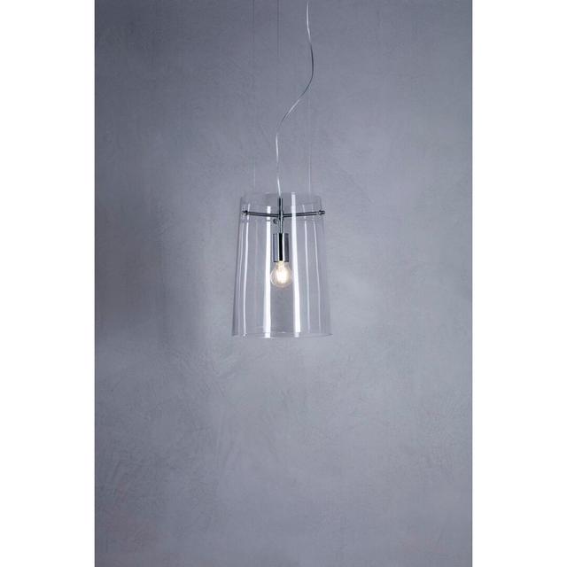 Single Pendant Light in Chrome with Glass Shade by Prandina Srl, Shade Colour: Crystal, Size: 200cm H x 33cm W x 33cm D on Productcaster.