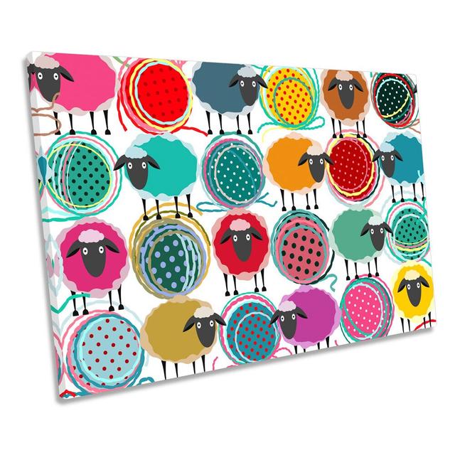 Sheep Wool Pattern - Wrapped Canvas Art Prints Harriet Bee Size: 81.3cm H x 121.9cm W x 4cm D on Productcaster.