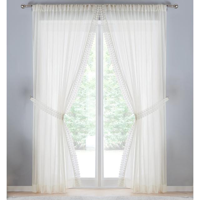 Mullan Slot Top Semi Sheer Single Curtain World Menagerie Panel Size: 140 x 137cm, Colour: Cream on Productcaster.