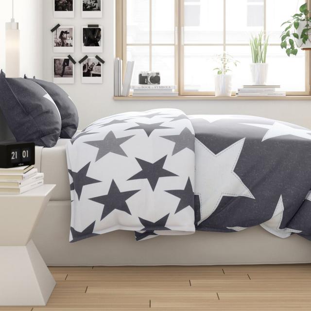 Sally Grey Reversible Duvet Cover Set Zipcode Design Size: Kingsize - 2 Standard Pillowcases, Colour: Grey on Productcaster.