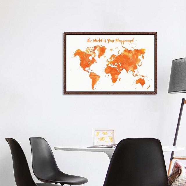 Orange Watercolor Nursery World Map by Blursbyai - Gallery-Wrapped Canvas Giclée on Canvas Trent Austin Design Size: 66.04cm H x 101.6cm W x 3.81cm D, on Productcaster.