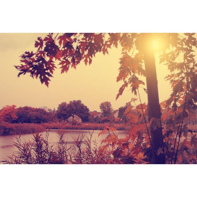 Autumn Scene with Lake - Wrapped Canvas Photograph Latitude Run Size: 51cm H x 76cm W x 3.8cm D on Productcaster.