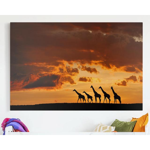 Leinwandbild Five Giraffes East Urban Home Größe: 100 cm L x 150 cm B on Productcaster.