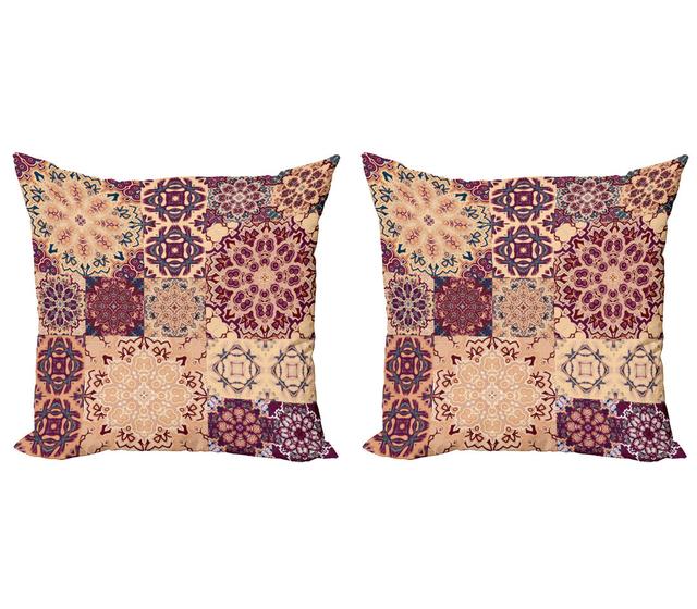 Pillow Cushion Cover Pack of 2, Colorful Retro Floral Tiles, Peach Orange Red (Set of 2) East Urban Home on Productcaster.