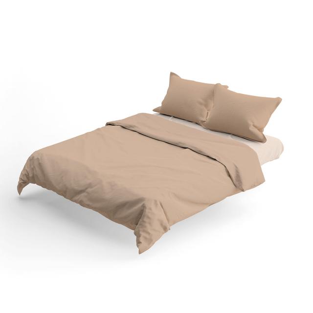 200 TC Duvet Cover Set Momm Size: 135 x 200 cm - 1 Pillowcase 80 x 80 cm, Colour: Sand on Productcaster.