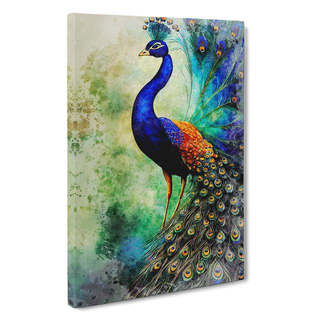 Watercolour Peacock No.2 - Wrapped Canvas Painting ClassicLiving Size: 76cm H x 50cm W x 3cm D on Productcaster.