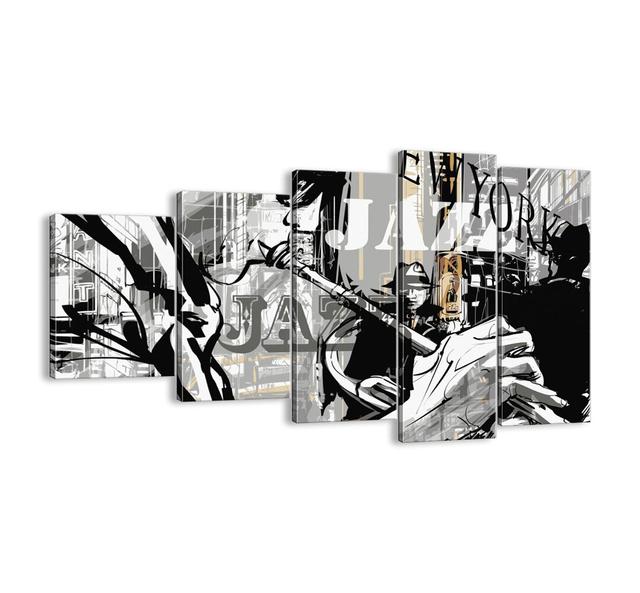 In the Rhythm of New York - 5 Piece Unframed Graphic Art Print Set on Canvas Corrigan Studio Size: 60cm H x 100cm W x 1.8cm D on Productcaster.