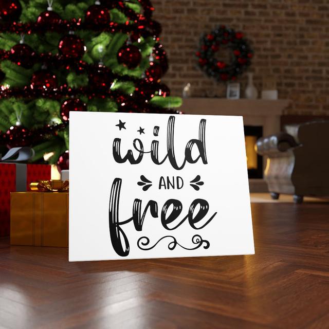 Wild and Free - Wrapped Canvas Typography Blue Elephant on Productcaster.