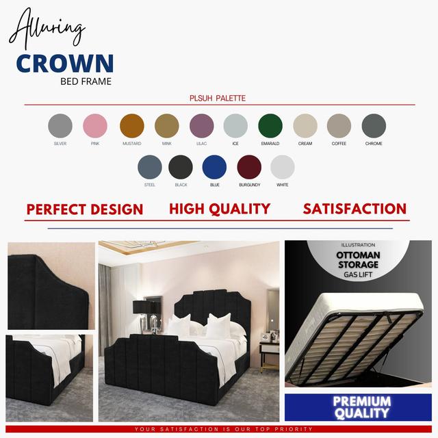 Crown Upholstered Ottoman Storage Bed Frame Canora Grey Size: Double (4'6), Colour: Black on Productcaster.