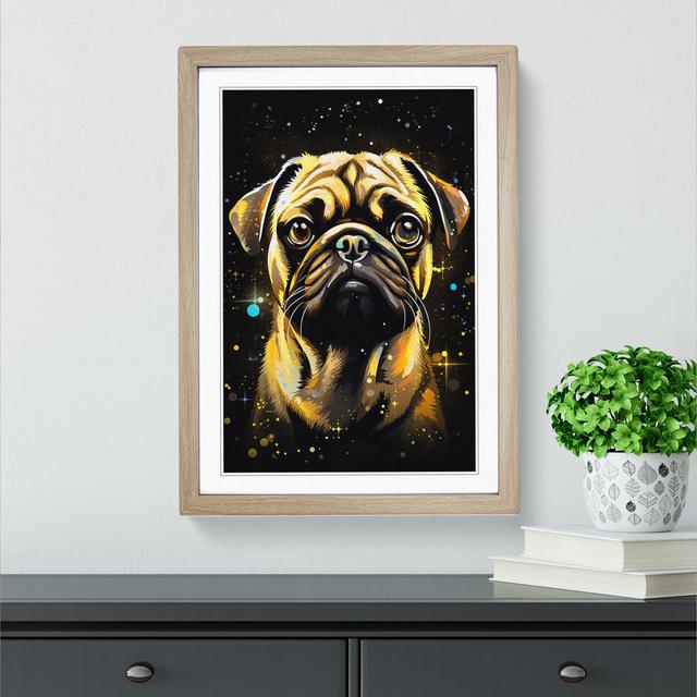 Pug Tachisme No.2 - Single Picture Frame Print on Wood Marlow Home Co. Size: 64" H x 46" W x 2" D, Format: Oak on Productcaster.