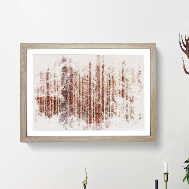 Red Forest in the Autumn Watercolour - Picture Frame Graphic Art Print East Urban Home Frame Option: Oak Framed, Size: 62cm H x 87cm W x 2cm D on Productcaster.