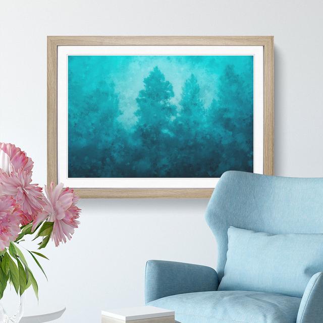 Teal Blue Forest - Picture Frame Painting Print East Urban Home Format: Oak, Size: 40cm H x 60cm W x 2cm D on Productcaster.