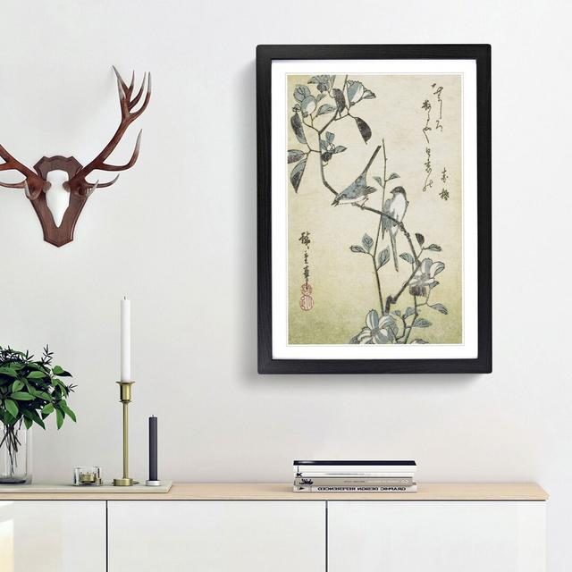 Birds on a Camellia Branch by Utagawa Hiroshige - Picture Frame Painting Print East Urban Home Frame Option: Black Framed, Size: 36cm H x 27cm W x 2cm on Productcaster.