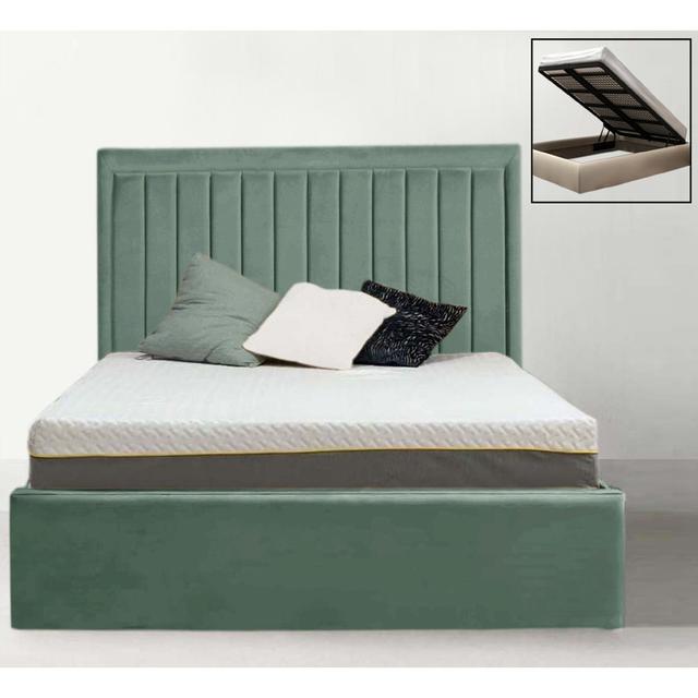 Madry Upholstered Storage Bed Ebern Designs Size: Kingsize (5'), Colour: Duck Egg on Productcaster.