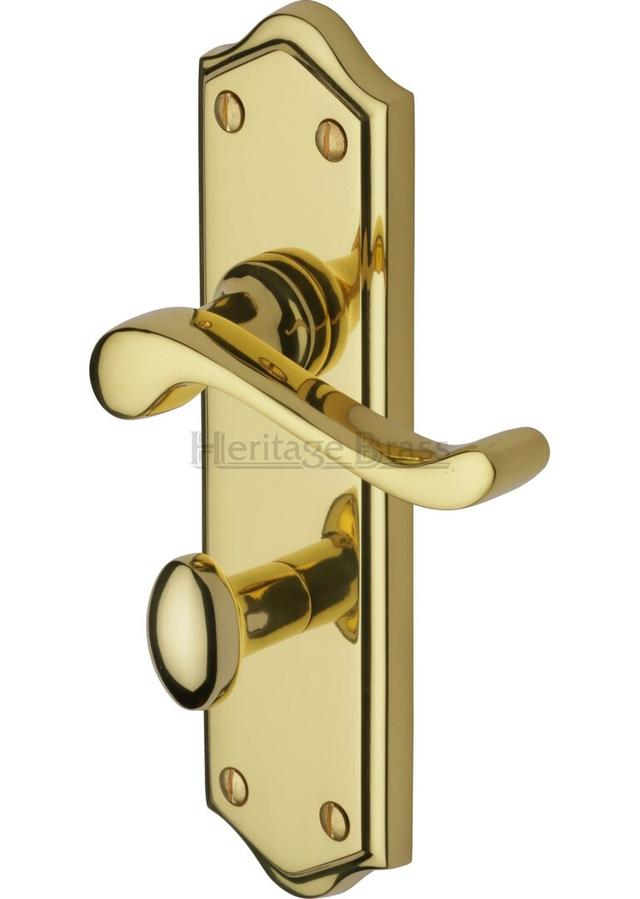 Buckingham Bathroom Door Handle (Set of 2) Heritage Brass Finish: Polished Brass on Productcaster.