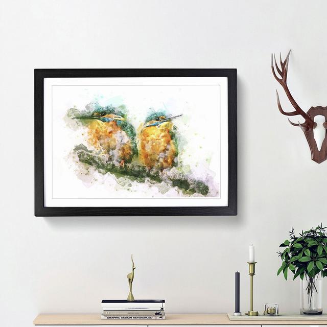 Pair of Kingfisher Birds in Abstract - Picture Frame Graphic Art Print on MDF East Urban Home Size: 62cm H x 87cm W x 2cm D, Frame Option: Black Frame on Productcaster.