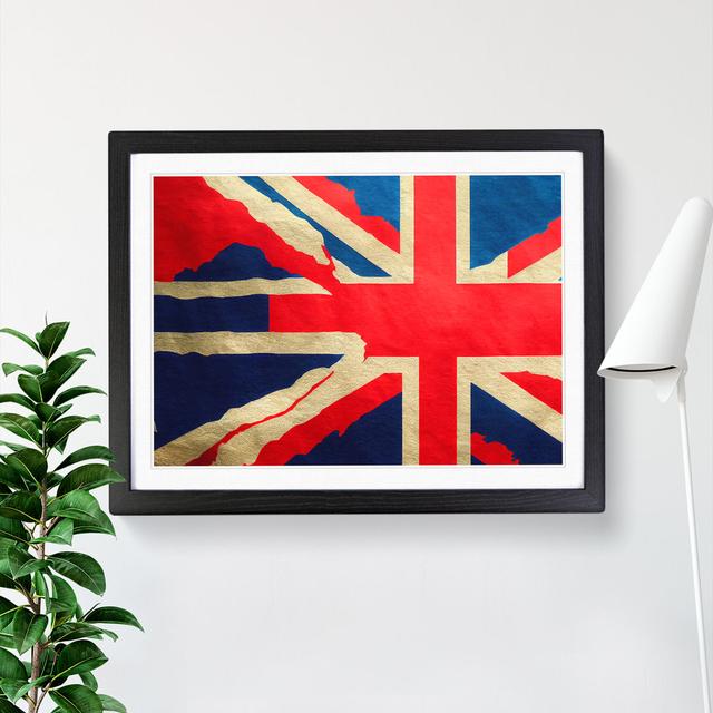 Modern Union Jack Flag Vol.1 - Picture Frame Graphic Art 17 Stories Frame Colour: Black, Size: 46cm H x 64cm W x 2cm D on Productcaster.