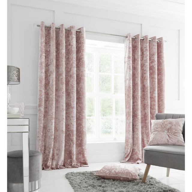 Crushed Velvet Eyelet Sheer Curtains (Set of 2) Catherine Lansfield Colour: Blush, Panel Size: 168 W x 229 D cm on Productcaster.