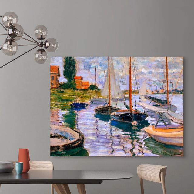 Sailboats On The Seine by Claude Monet - Wrapped Canvas Art Prints Rosalind Wheeler Size: 50cm H x 70cm W x 4cm D on Productcaster.