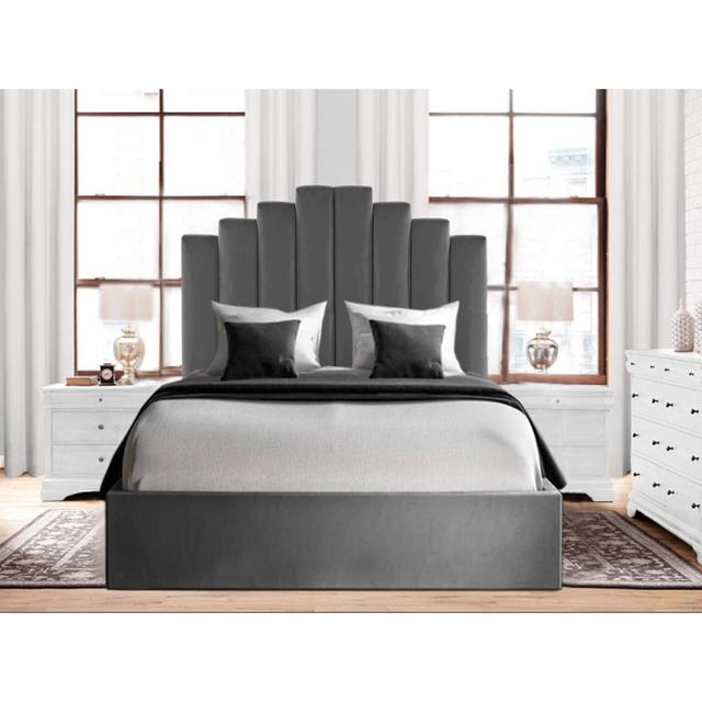 Amarri Upholstered Panel Bed Canora Grey Size: Kingsize (5'), Colour: Grey on Productcaster.