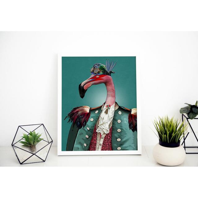 Admiral Flapoleon Flamingo Animal Wall Art Poster Fashion Graphic Art East Urban Home Format: White Framed, Size: 64cm H x 47cm W x 5cm D on Productcaster.