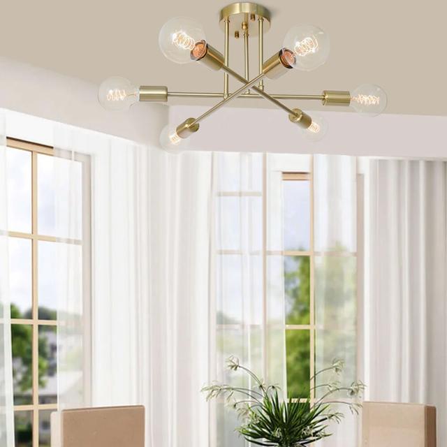 Worley 6-Light 48cm Semi Flush Mount George Oliver Fixture Finish: Brass on Productcaster.