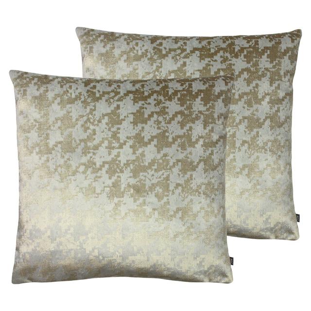 Houndstooth Square Throw Cushion (Set of 2) Ashley Wilde Colour: Rose Sand/Mocha, Fill Material: Polyester on Productcaster.