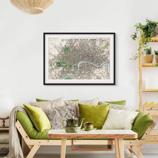 Vintage City Map London - Picture Frame Graphic Art Williston Forge Frame Option: Black, Size: 70cm H x 100cm W x 2cm D on Productcaster.